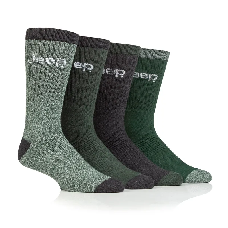 Jeep Adult Performance Boot Socks 4 Pack - Green