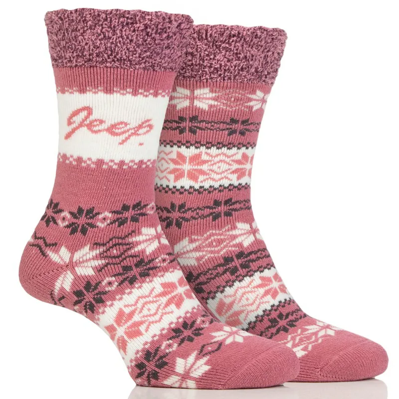 Jeep Brushed Thermal Womens Boot Socks - Rose
