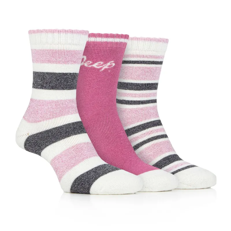Jeep Performance Women's Boot Socks 3 Pack - Rose/Cerise
