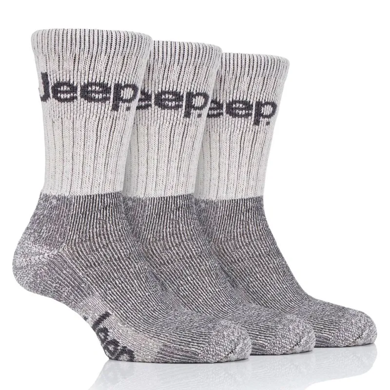 Jeep Luxury All Terrain Men's Socks 3 Pack - Ecru