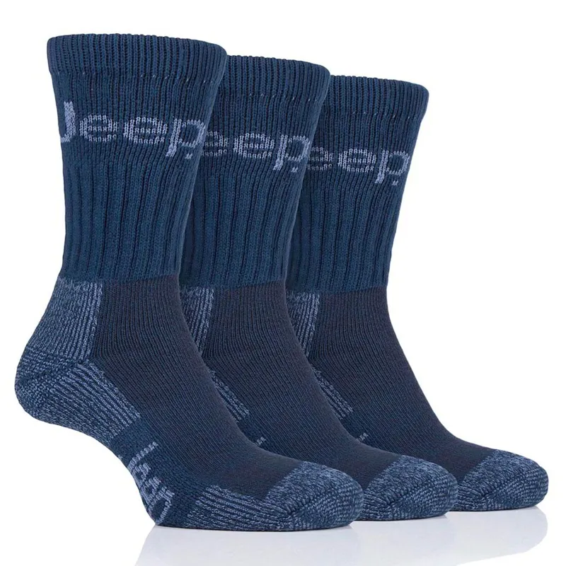 Jeep Luxury All Terrain Men's Socks 3 Pack - Navy/Sky