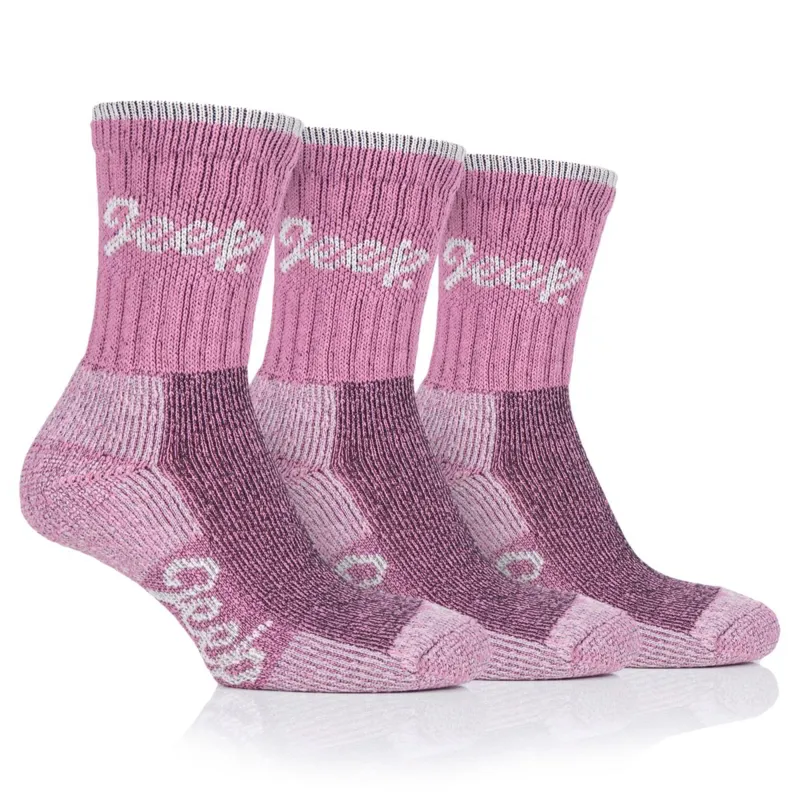 Jeep Luxury All Terrain Womens Socks 3 Pack Rose