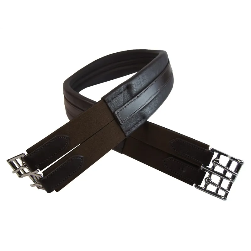 Jeffries Padded Leather Atherstone Girth with Elastic Ends - Havana-1