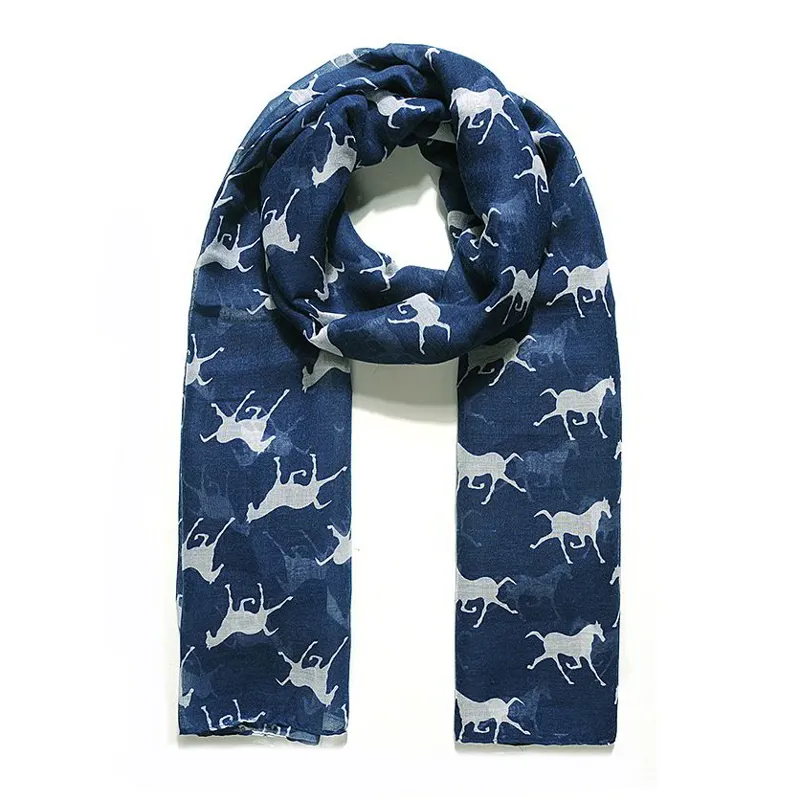 Jewelicity Printed Scarf - Navy/Horses-1
