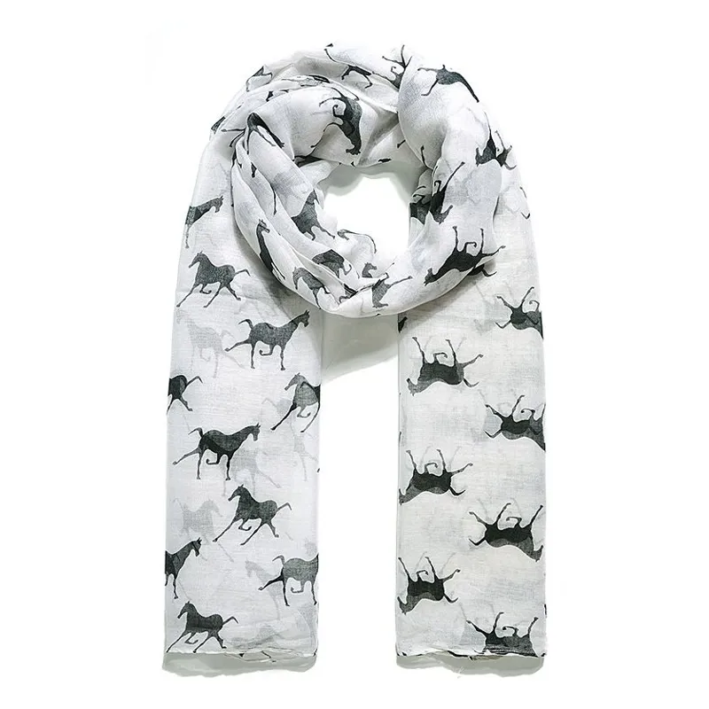 Jewelicity Printed Scarf - White/Horses-1
