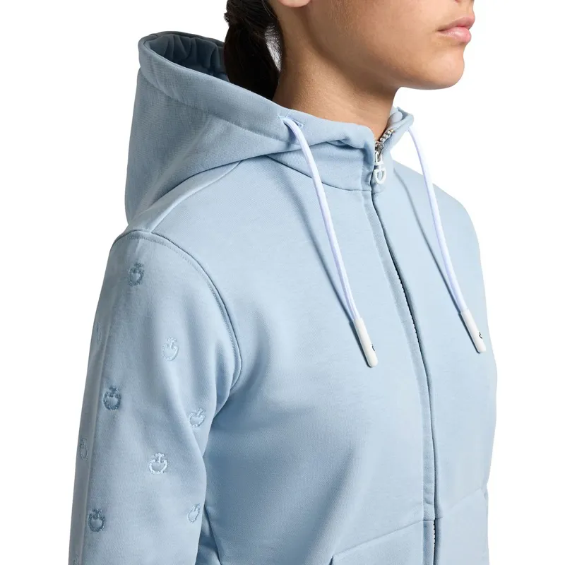 Cavalleria Toscana Diagonal Zip Junior Girls Hoodie - Blue Fog-3