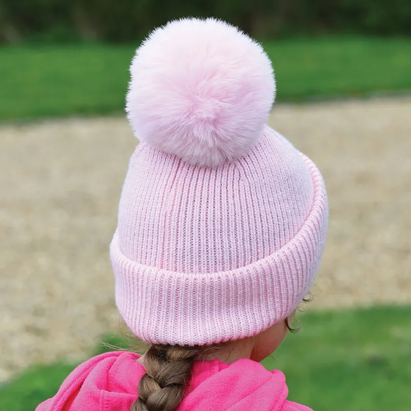 Equetech Luxury Knit Junior Pom Pom Hat - Pink-1