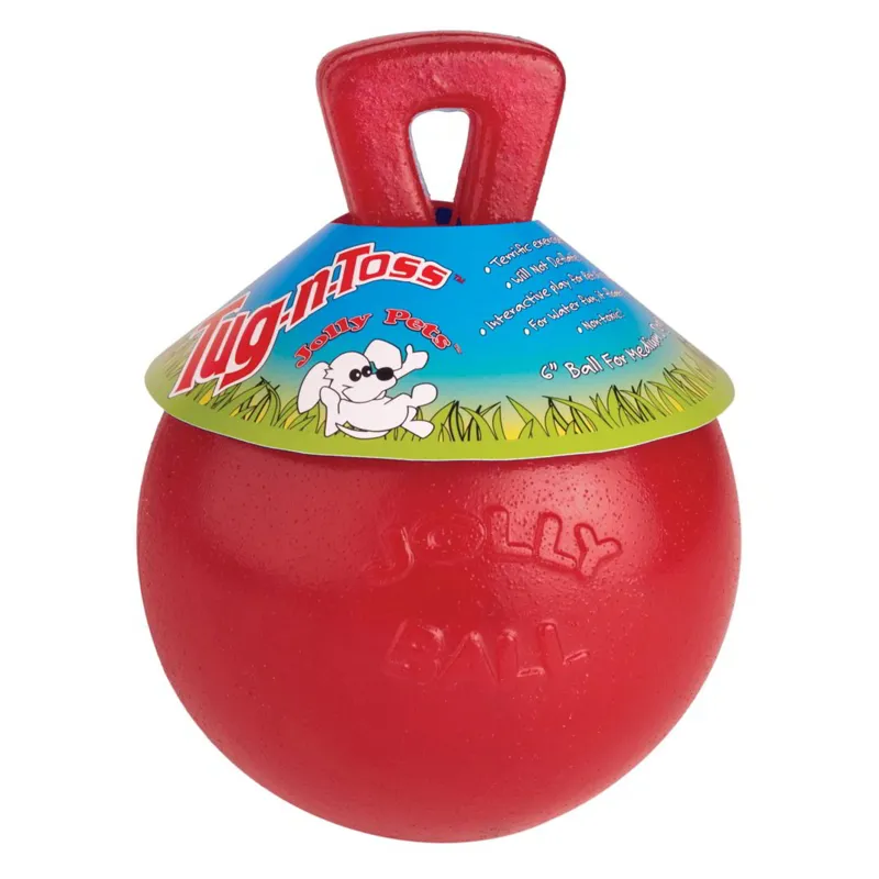 Horsemens Pride Jolly Pets Tug N Toss Jolly Ball Dog Toy - Red-1