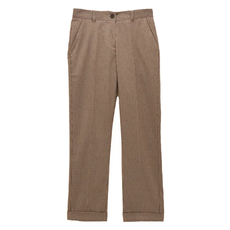 Joules Ada Women's Relaxed Pants - Brown/Check-1