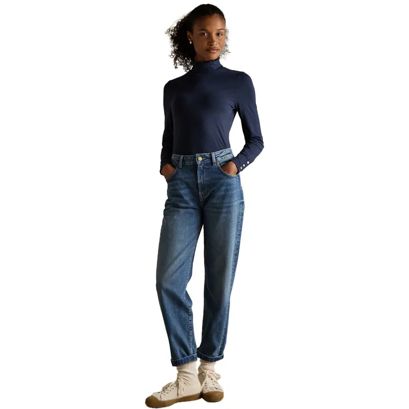 Joules Amy Women's Long Sleeve Jersey Top - Navy-3