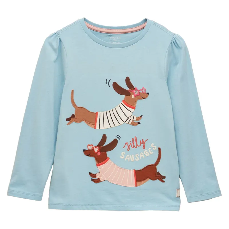 Joules Ava Girls Long Sleeve Top - Blue