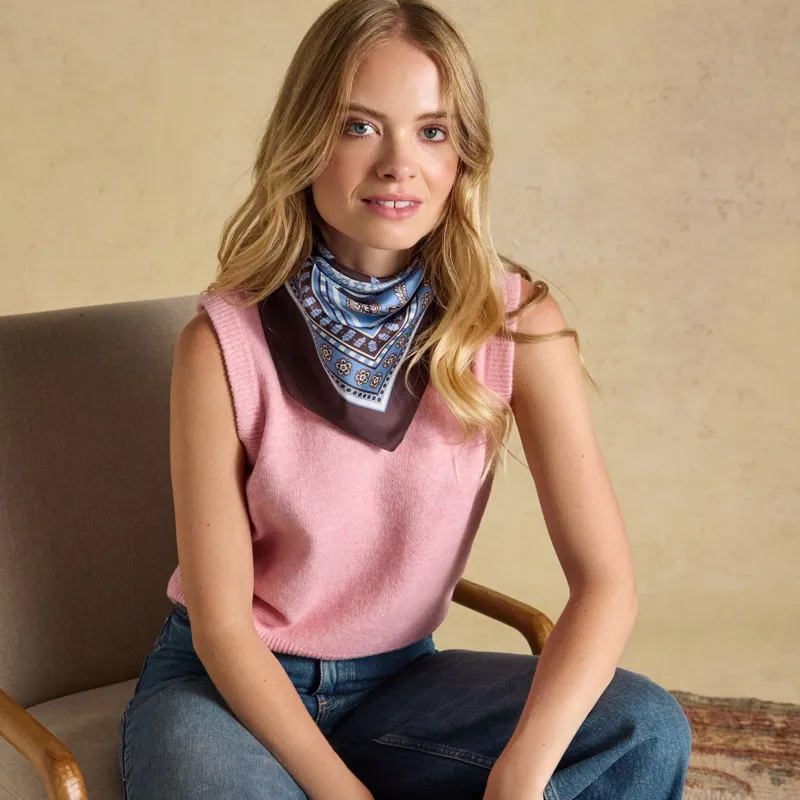 Joules Bloomfield Women's Scarf - Blue/Brown Floral-1