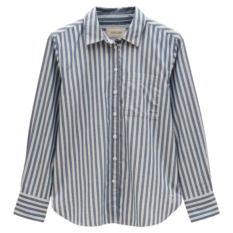 Joules Oxford Boyfriend Fit Shirt - Blue Stripe-2