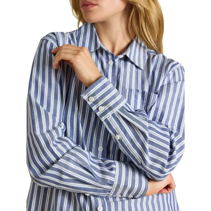 Joules Oxford Boyfriend Fit Shirt - Blue Stripe-3