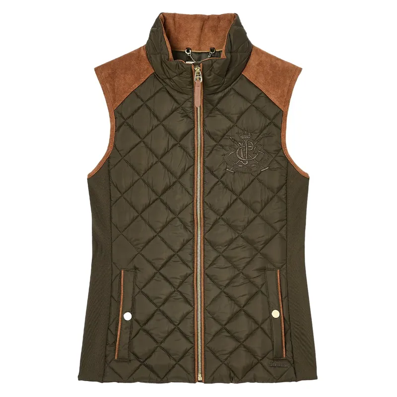 Joules Braemar Womens Luxe Quilted Vest - Khaki-1