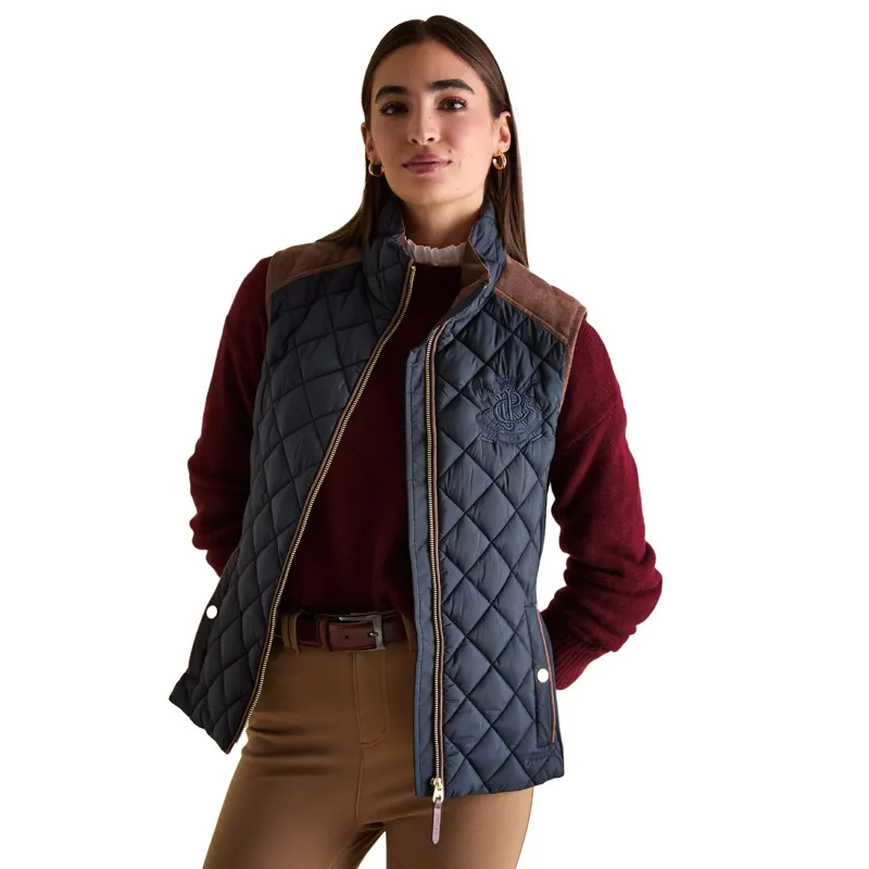 Joules Braemar Womens Luxe Quilted Vest - Navy-2