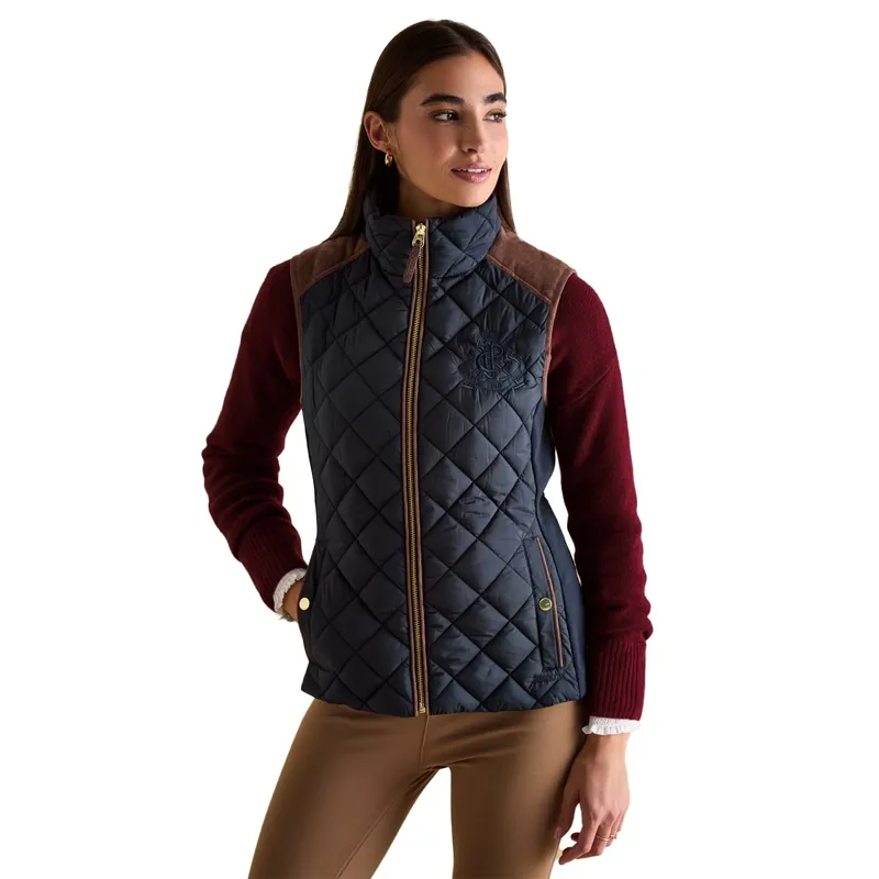 Joules Braemar Womens Luxe Quilted Vest - Navy