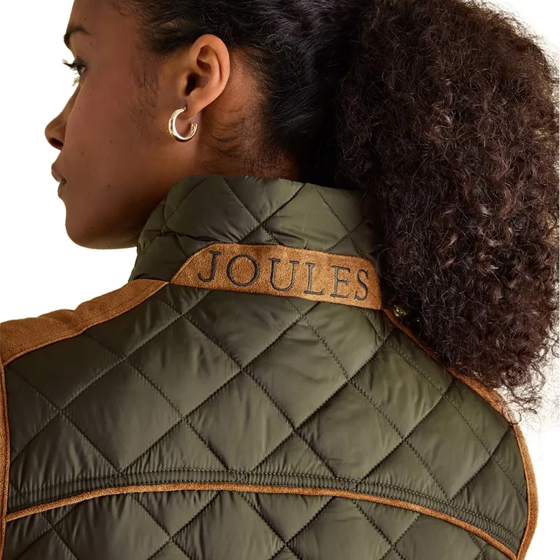Joules Braemar Womens Luxe Quilted Vest - Khaki-11