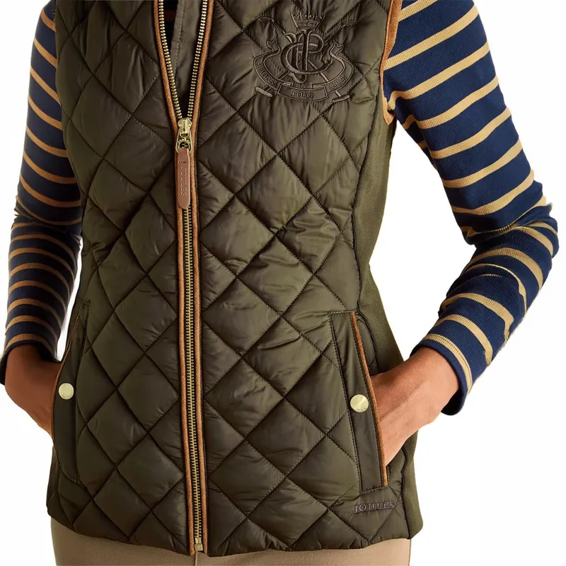 Joules Braemar Womens Luxe Quilted Vest - Khaki-10