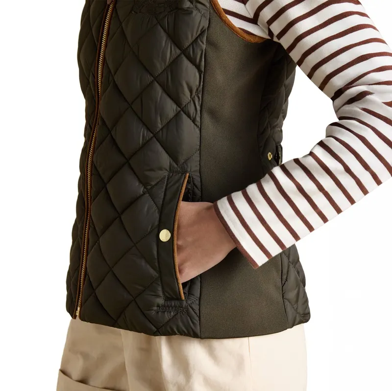 Joules Braemar Womens Luxe Quilted Vest - Khaki-6