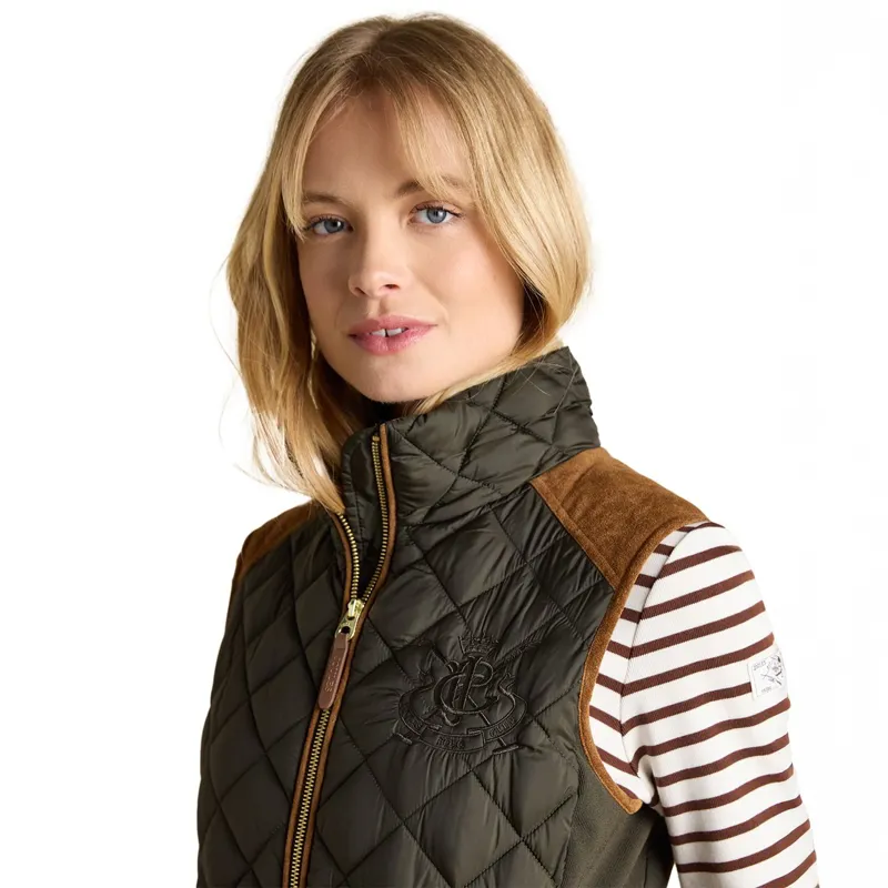 Joules Braemar Womens Luxe Quilted Vest - Khaki-7