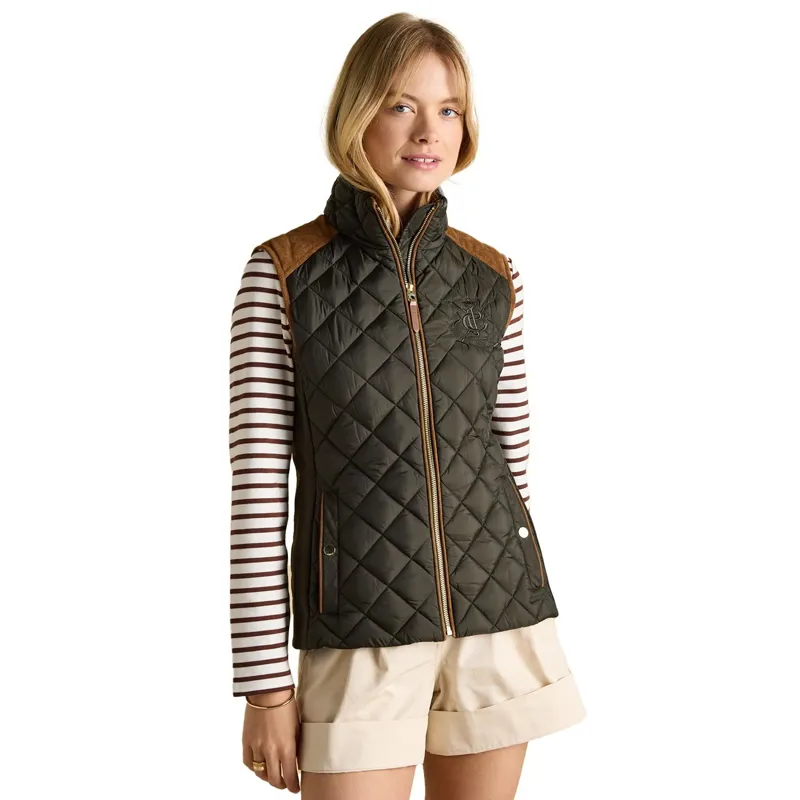Joules Braemar Womens Luxe Quilted Vest - Khaki