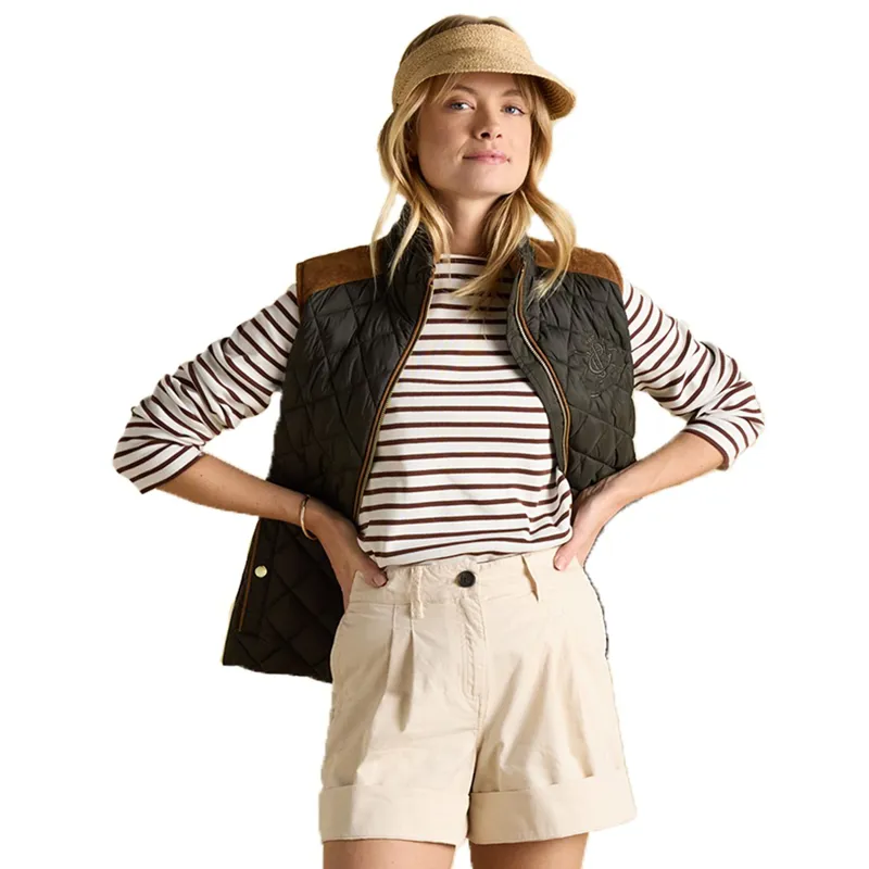 Joules Braemar Womens Luxe Quilted Vest - Khaki-9