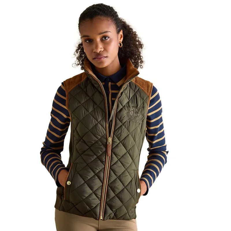 Joules Braemar Womens Luxe Quilted Vest - Khaki-4