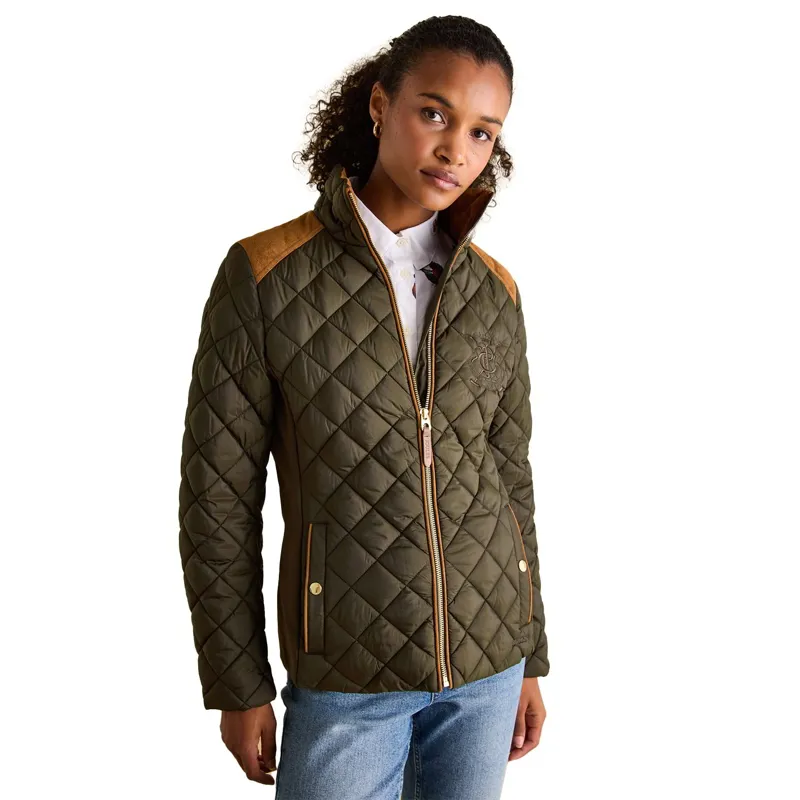 Joules Braemar Luxe Women's Diamond Quilted Coat - Khaki-4