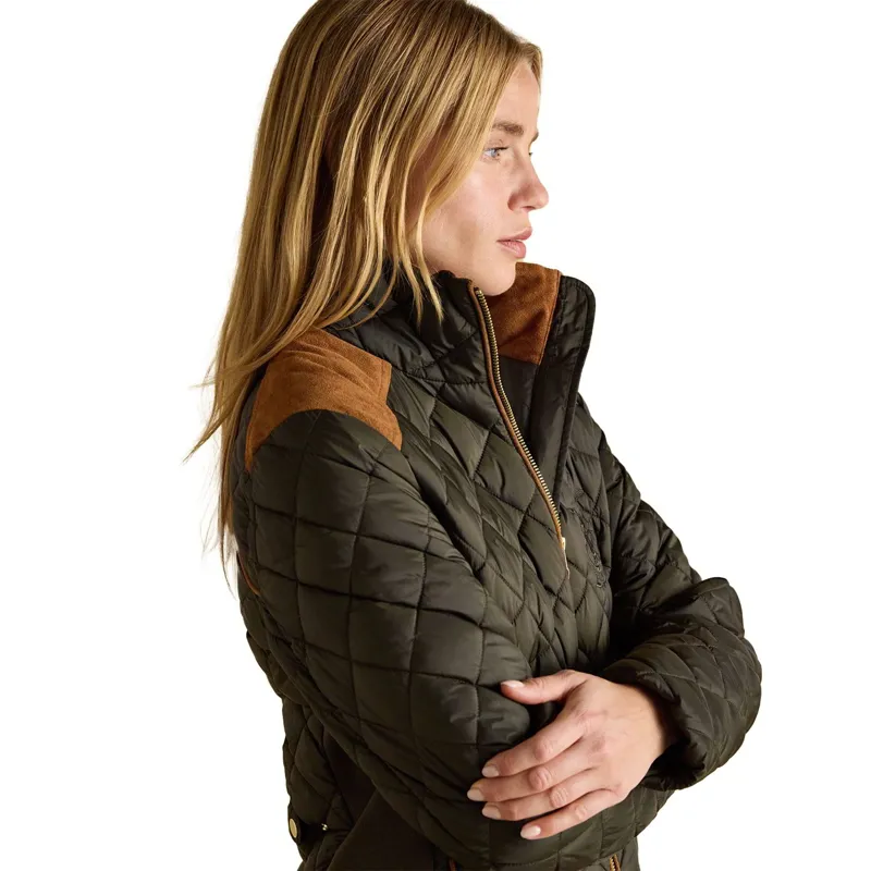 Joules Braemar Luxe Women's Diamond Quilted Coat - Khaki-6