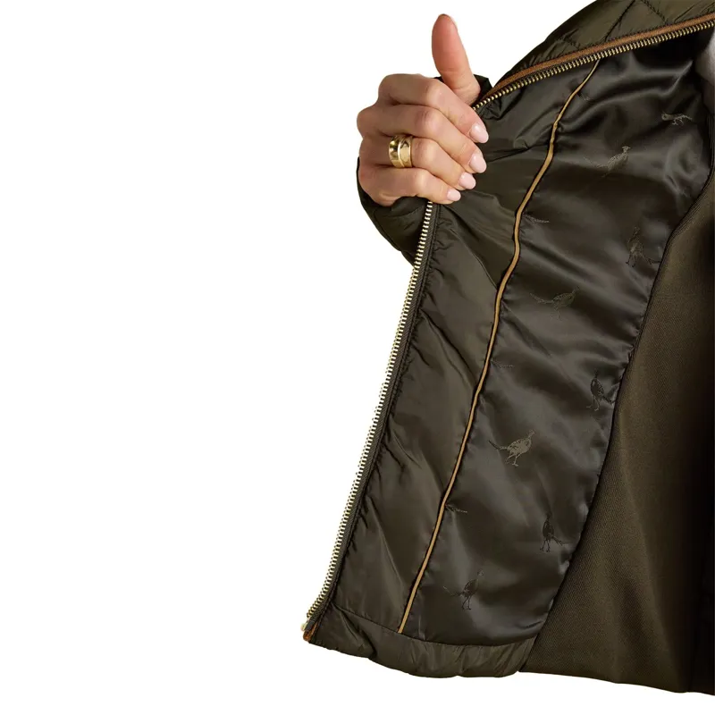 Joules Braemar Luxe Women's Diamond Quilted Coat - Khaki-5