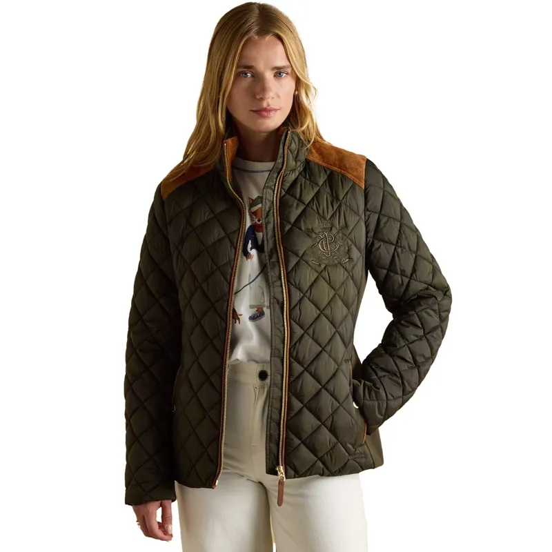 Joules Braemar Luxe Women's Diamond Quilted Coat - Khaki
