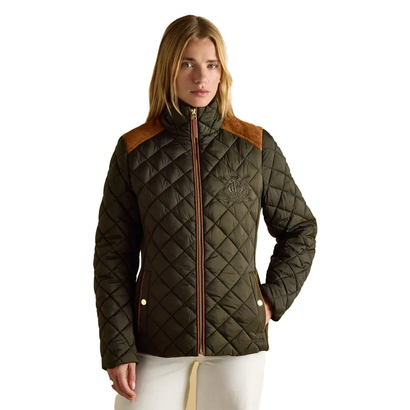 Joules Braemar Luxe Women's Diamond Quilted Coat - Khaki-2