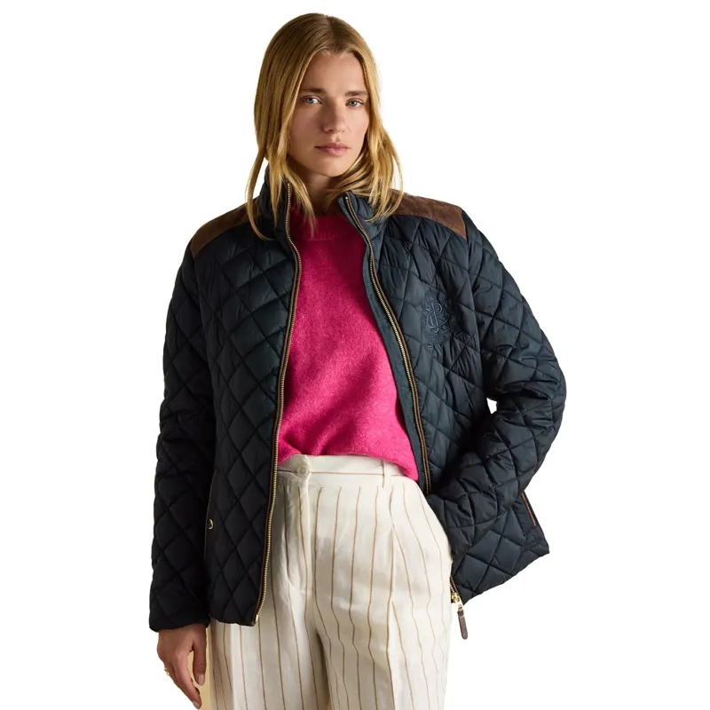 Joules Braemar Luxe Women's Diamond Quilted Coat - Navy-7
