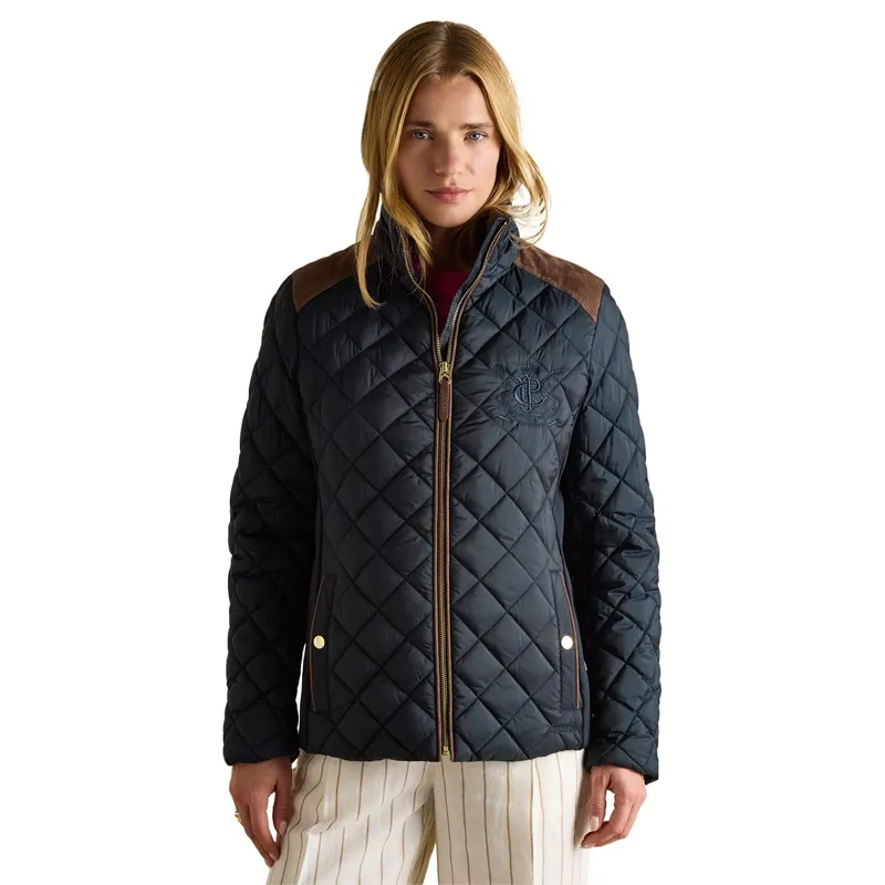 Joules Braemar Luxe Women's Diamond Quilted Coat - Navy-6