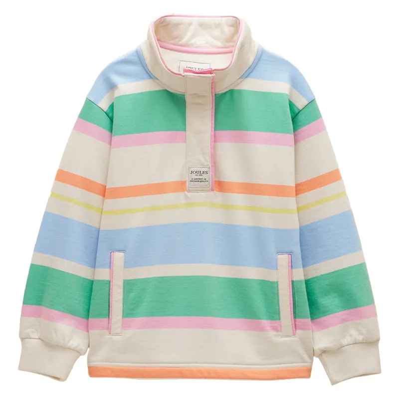Joules Burnham Junior Girls Funnel Neck Sweatshirt - Multi Stripe