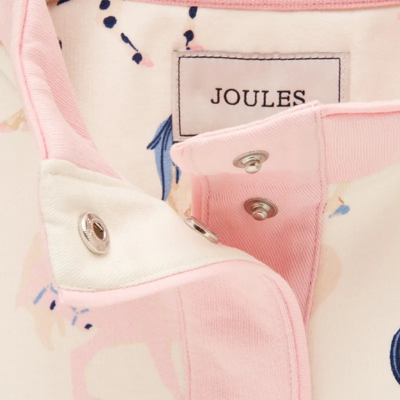 Joules Burnham Junior Girls Funnel Neck Sweatshirt - Cream/Horse Print-4