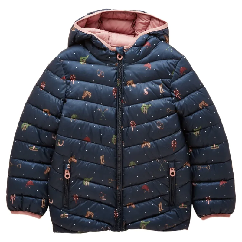 Joules Cairn Kids Water-Resistant Padded Coat - Navy Horse