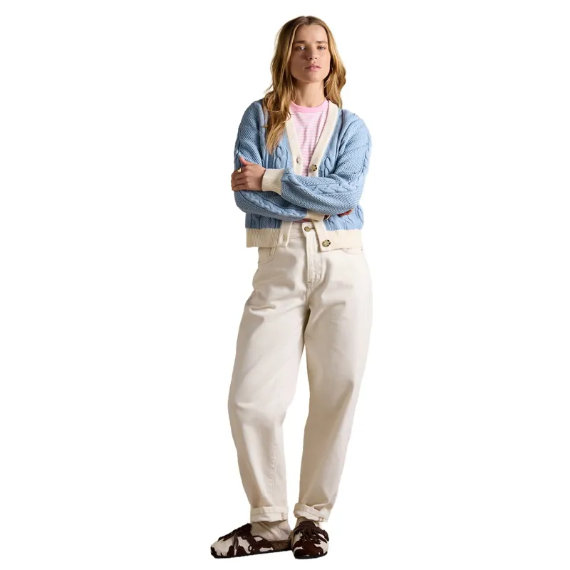 Joules Centre Court Women's Cotton Cable Knit Cardigan - Blue-4