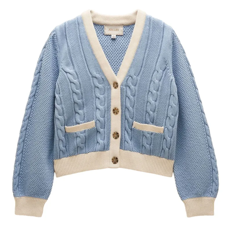 Joules Centre Court Women's Cotton Cable Knit Cardigan - Blue-2