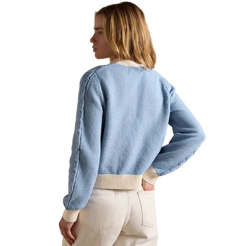 Joules Centre Court Women's Cotton Cable Knit Cardigan - Blue-1