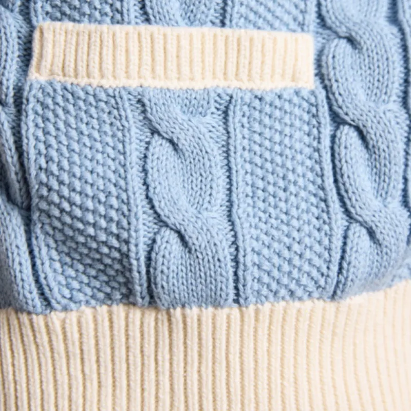 Joules Centre Court Women's Cotton Cable Knit Cardigan - Blue-6