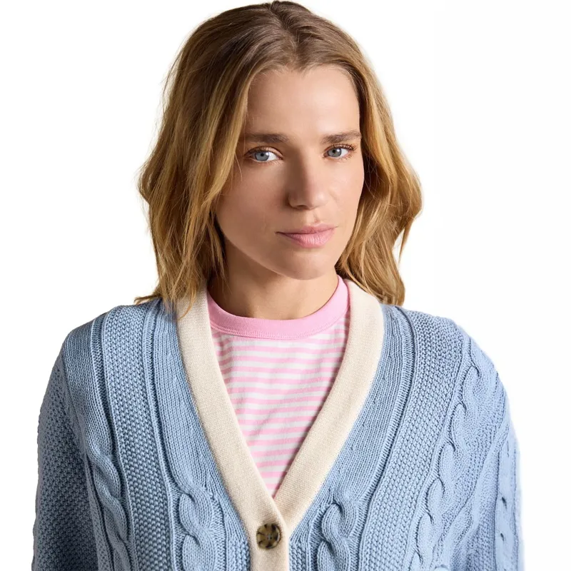 Joules Centre Court Women's Cotton Cable Knit Cardigan - Blue-3