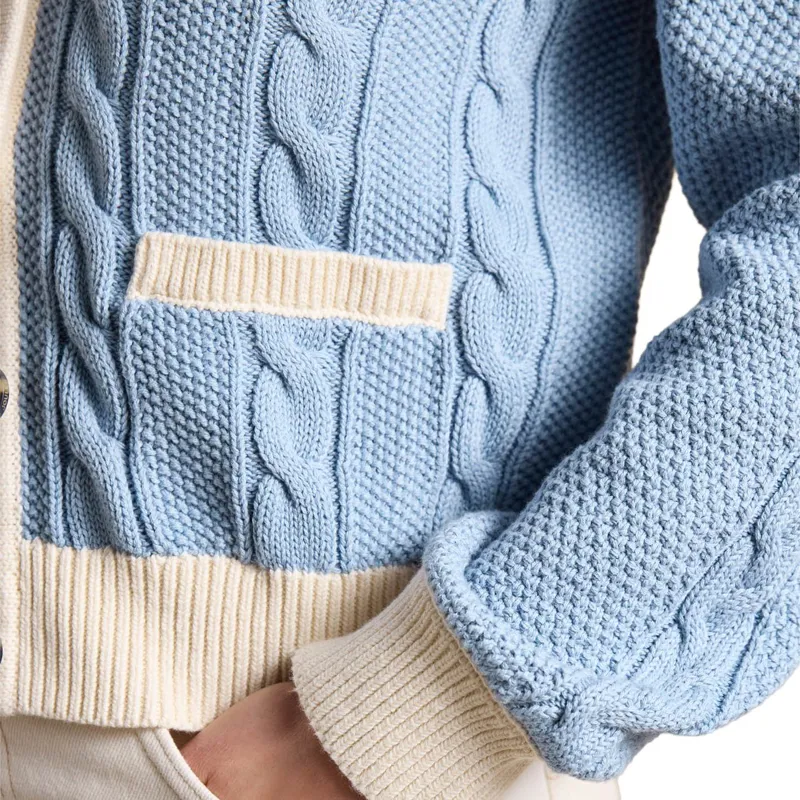 Joules Centre Court Women's Cotton Cable Knit Cardigan - Blue-5