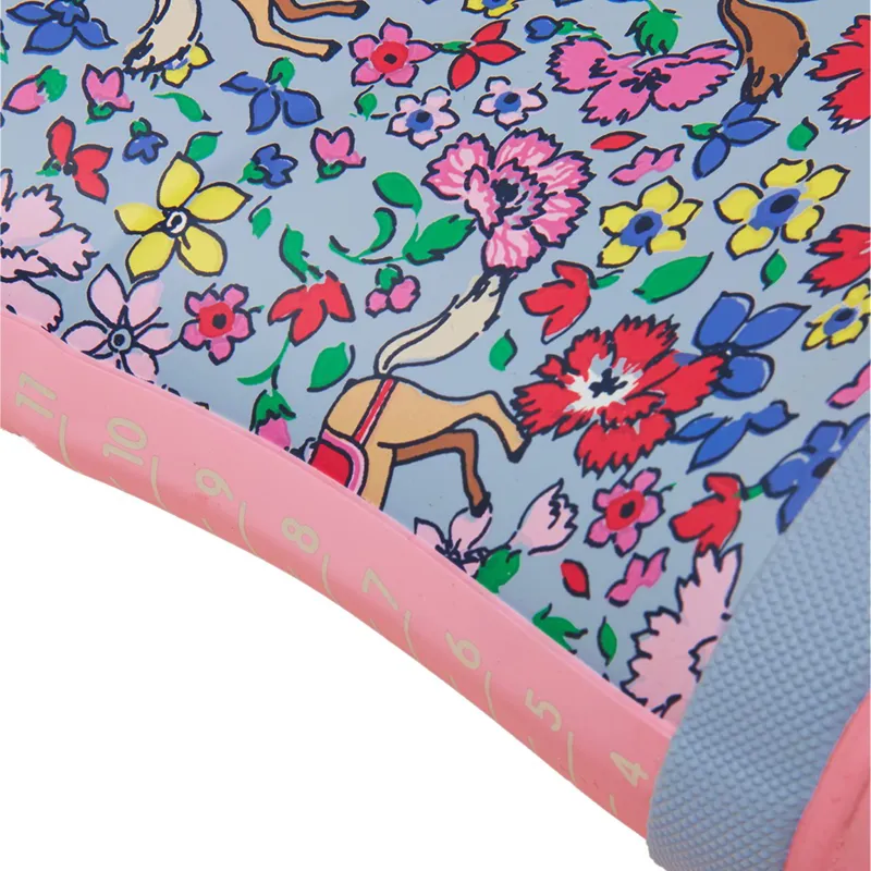 Joules Printed Junior Rain Boots - Blue Horse-5