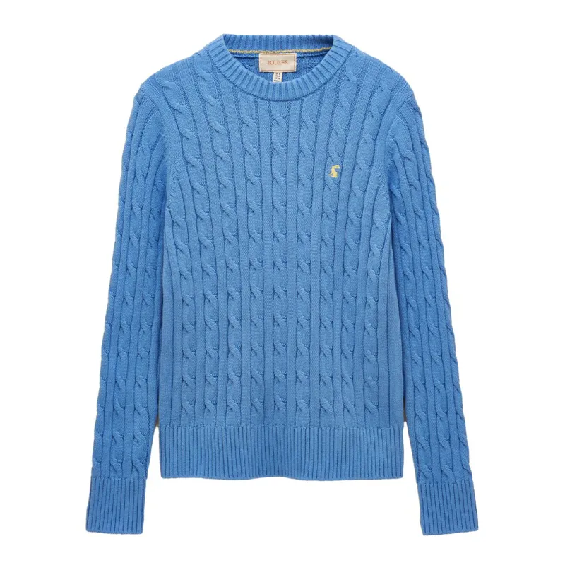 Joules Classic Cable Cotton Womens Crew Neck Sweater - Blue-1