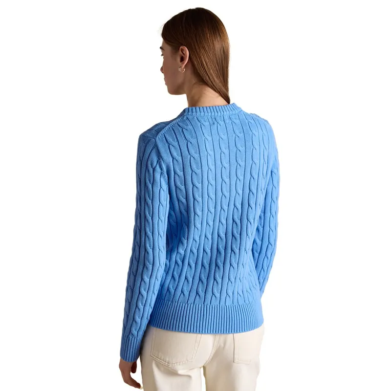 Joules Classic Cable Cotton Womens Crew Neck Sweater - Blue-2