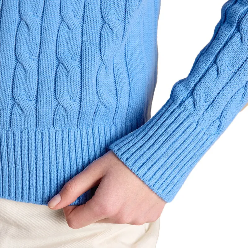 Joules Classic Cable Cotton Womens Crew Neck Sweater - Blue-4