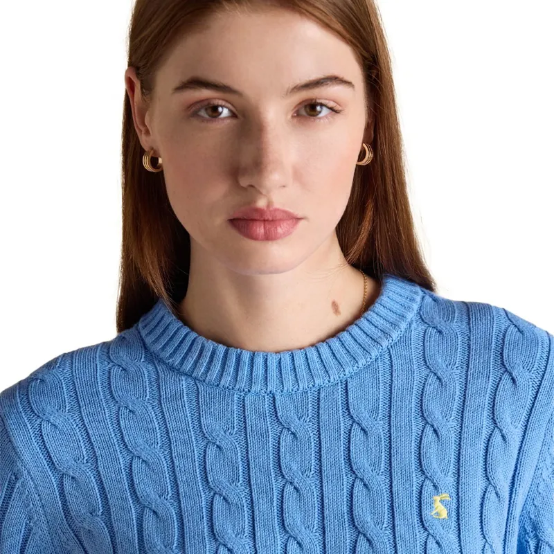 Joules Classic Cable Cotton Womens Crew Neck Sweater - Blue-5