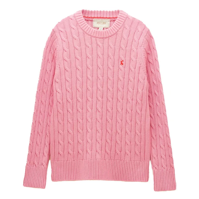 Joules Classic Cable Cotton Womens Crew Neck Sweater - Pink-2